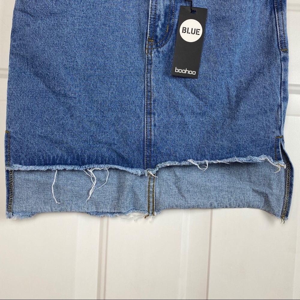 BOOHOO Annabell Ripped Hem Denim Skirt size 2 NWT - Picture 5 of 7